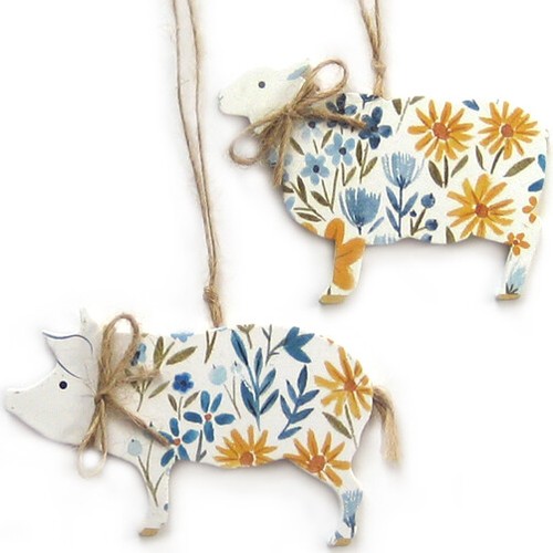 ANIMAL FLORAL COLGANTE Gisela Graham Conejo de Pascua Conejo Granja Colgador Placa Letrero - Imagen 17 de 18