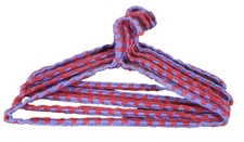 Lot of 5 Vintage Crocheted Handmade Yarn Knit Wire Coat Hangers Colorful