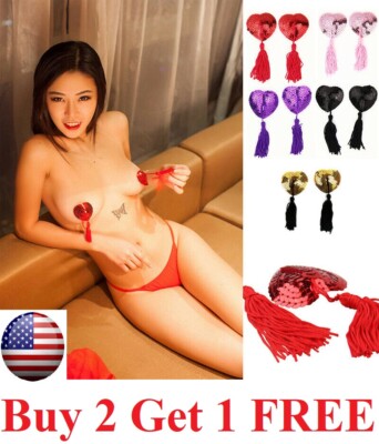New Tassel Pasties Nipple Covers Stick on Breast Bra Lingerie Burlesque Tassle 