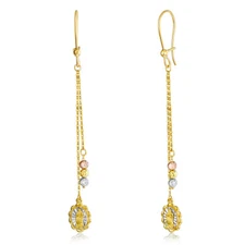 Wellingsale 14k Tri Color Gold Guadalupe Hanging Earrings (7 X 64mm)