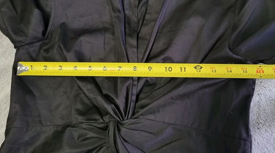 Blusa Diane Von Furstenberg Talla 10 Nudo Frontal Negro Azul Detalles Frente Abierto Foto 4 de 4