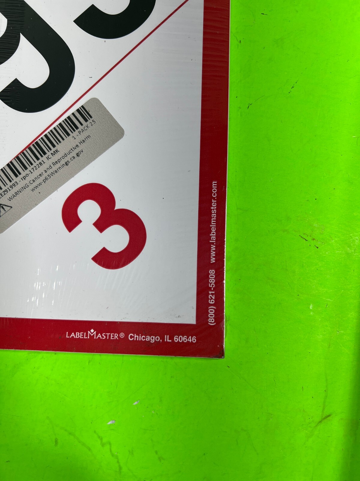 25PK UN 1993 Combustible Liquid,  Adhesive Vinyl ZEZ9 1993 Red/White DECAL