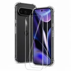 For Google Pixel 10 9 Pro XL Clear Silicone Gel Phone Cover & Screen Protector