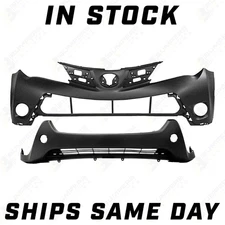 NEW Primered Front Upper + Lower Bumper Cover 2-PC Kit for 2013-2015 Toyota RAV4