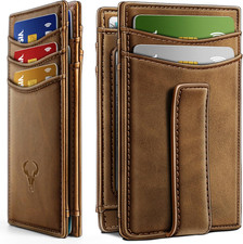 Magnetic Closure Slim Wallet-Genuine Leather Front Pocket Wallet for Men,Rfid Bl