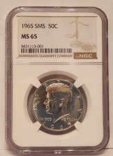 1965 SMS NGC 50C MS65 KENNEDY MEZZO DOLLARO