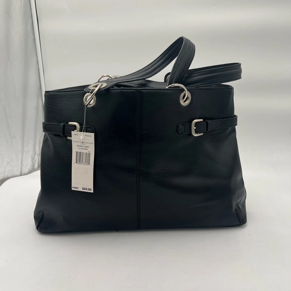 Tommy Hilfiger Elegante Bolso de Mano de Cuero Negro - Nuevo con Etiquetas Foto 2 de 4