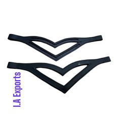 16" Black Leather Double V-Shaped Empty Channel English Browband   DIY Bridle