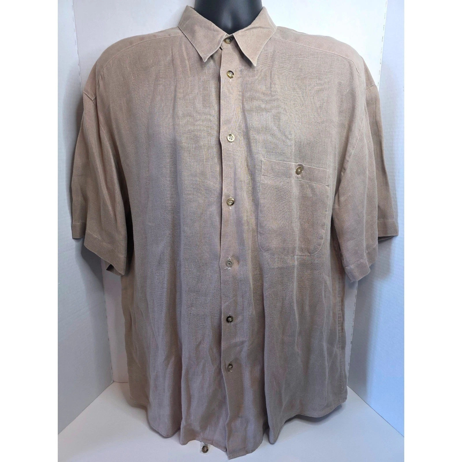 Zanella Mens Large Taupe 100% Linen Short Sleeve Button Up Shirt Made in Italy
Opens in a new window