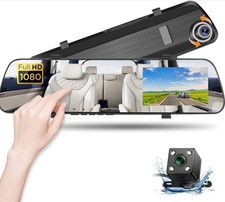 Mirror Dash Cam for Cars 4" Rear View Mirror 1080P Front and Rear View Dual Cams