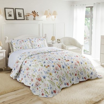 Emma Barclay Spring - Gesteppte Patchwork Tagesdecke Set - Double Double, Multi 