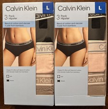PriceCut Women's Calvin Klein 3Pack Hipster Underwear Ultra-Soft Cotton L, X2