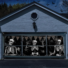 7 X 16 Ft Halloween Garage Door Decorations Skeleton Halloween Garage Door Cover