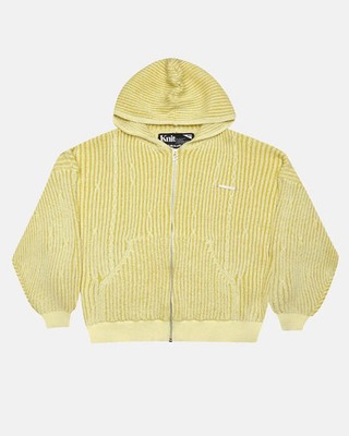 Cold Culture Vibe Junction Knit Hoodie, Size M, Yellow Full Zip Streetwear $139