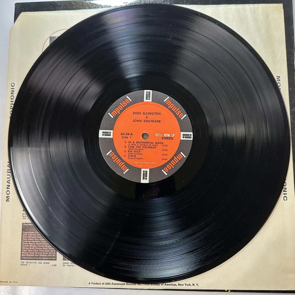 Duke Ellington Record Vinyl John Coltrane Impulse AS-30 1963 Repress - Image 4 of 4