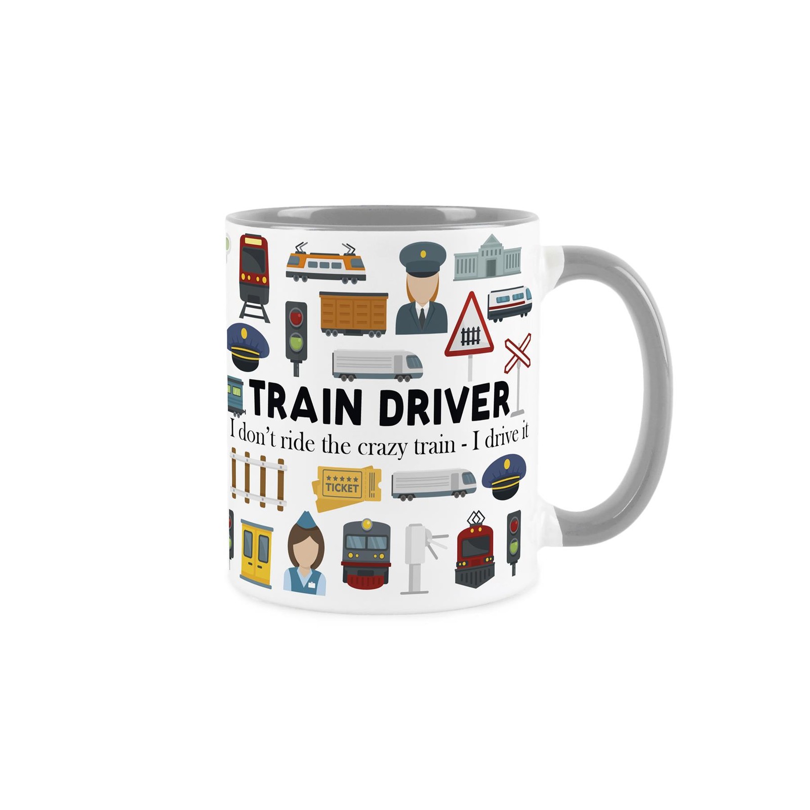 Train Driver Mug - Novelty Train Driver & Operator Grey Ceramic Mug Gift