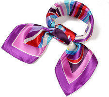 Womens 23.6 inch Satin Silk Feeling Formal Square Neck Scarf Head Hair Wraps Ker