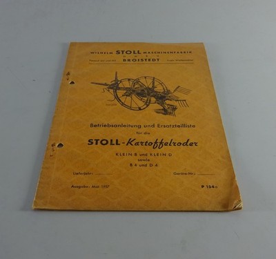Stoll Potato Digger Parts Catalog Klein B and Klein D + B 4 und D 4 05/1957
