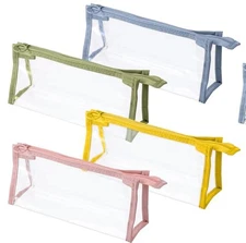 4 Pack Pencil Cases Pen Pouch Clear Transparent Marker Pouch with Zipper 