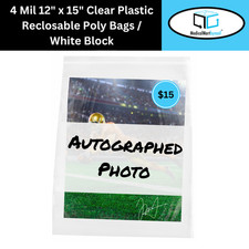 500 Zip Seal Bags 12"x15" White Block 4 Mil Poly Writable Resealable Clear 12x15