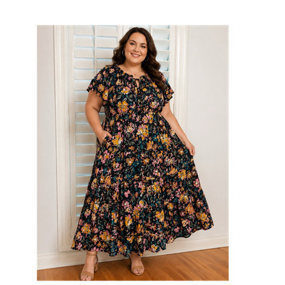 long sleeve maxi dress floral Ulla Johnson | Women's Amari Jersey in Round Neck Long Sleeve Maxi Dress Size XL | Evening Dress | Wedding Guest Dresses