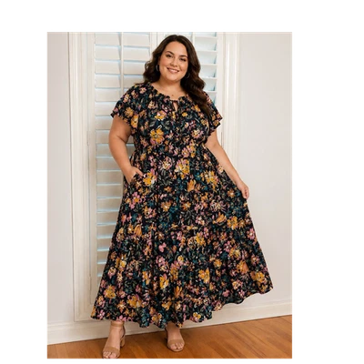 cotton dresses for plus size Plus Size Cotton Candy Skies Heidi Dress - 2X