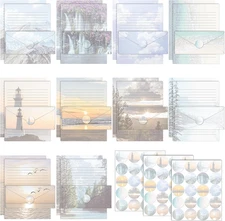 160 Pcs Stationery Paper Set 50 Double Sided Stationery Papers with 50 Matching 