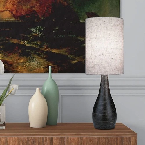 Lite Source LS-2996 Quatro 17-1/2-Inch Mini Table Lamp with Linen Shade, Brus... - Picture 4 of 4