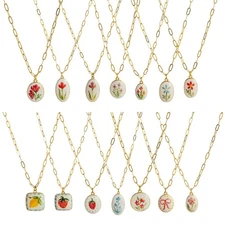 Handcrafted Flower Pendant Necklace Adjustable Length Fashion Collar Accessory