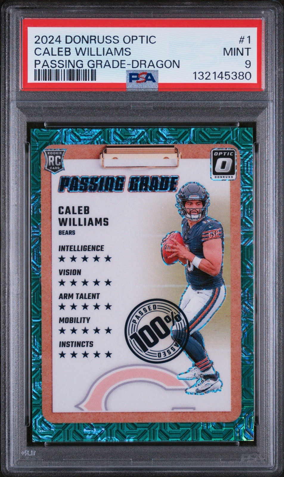 2024 Panini Donruss Optic Passing Grade Dragon Caleb Williams 21/24