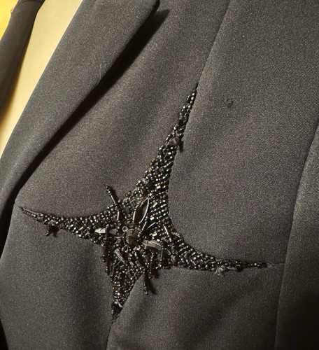 Badgely Mischka Couture USA Made Elegant Wool Blend Beaded Black Jacket Blazer 8 - Picture 5 of 6