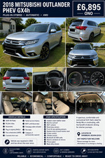 2018 Mitsubishi Outlander 2.0 PHEV GX4h Auto SUV Plug-In HYbrid. CAT S Repaired