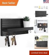 Decorative Key Holder for Wall with Shelf, Entryway Shelf with Hooks Holds Le...