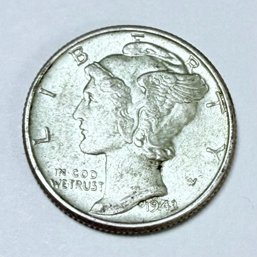 1943 !!Brilliant Uncirculated!!Mercury SILVER Dime AU About Uncirculated #4726