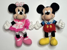 DISNEY Mattel Arco Toys Mickey Mouse Minnie Mouse 13" Character Plush Dolls