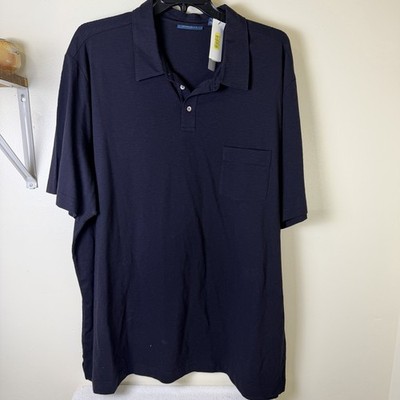 Perry Ellis men's dark navy short sleeve light weight polo shirt size 2XLT NWT
