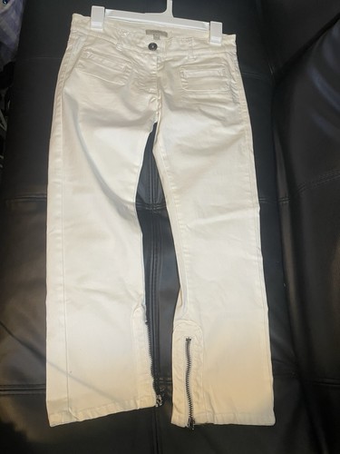BURBERRY White Low rise Cotton Pants With Zippers Size 2