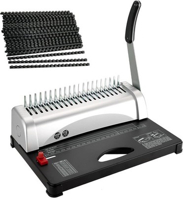DASBET Kammbindemaschine 21 Löcher 450 Blatt Kamm Papier Stanzbinder mit Sta