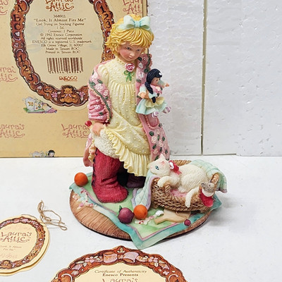 Laura's Attic Look It Almost Fits Me Girl Trying Stocking Figurine368911 Enesco