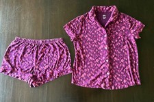 2 Pc Set Stars Above Beautifully Soft Pajamas Short Sleeve Top Shorts S Purple