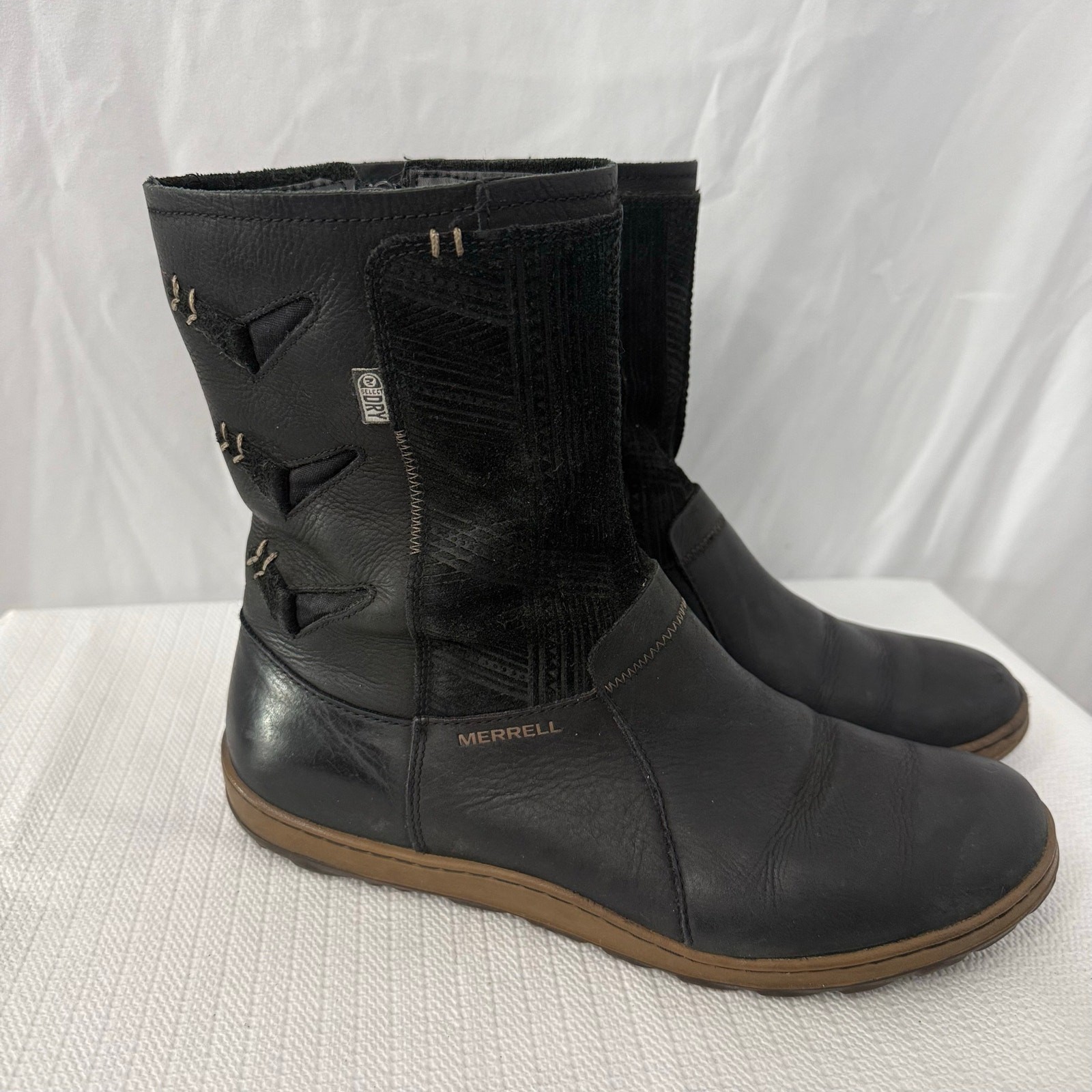 Stivali Merrell donna 9 5 Ashland Vee Mid pelle impermeabili neri zip laterale