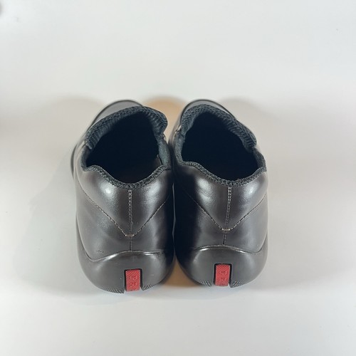 PRADA SPAZZOLATO RIOS PENNY LOAFERS ‘Dark Maroon’ VIBRANT SOLE SIZE MENS 7.5 US - Picture 3 of 9