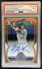 2023 Bowman Draft Nolan McLean Chrome Auto Orange Refractor 1st #/25 Mets PSA 9