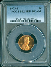 1973 S LINCOLN CENT PCGS PR68 RD DCAM SPOTLESS .