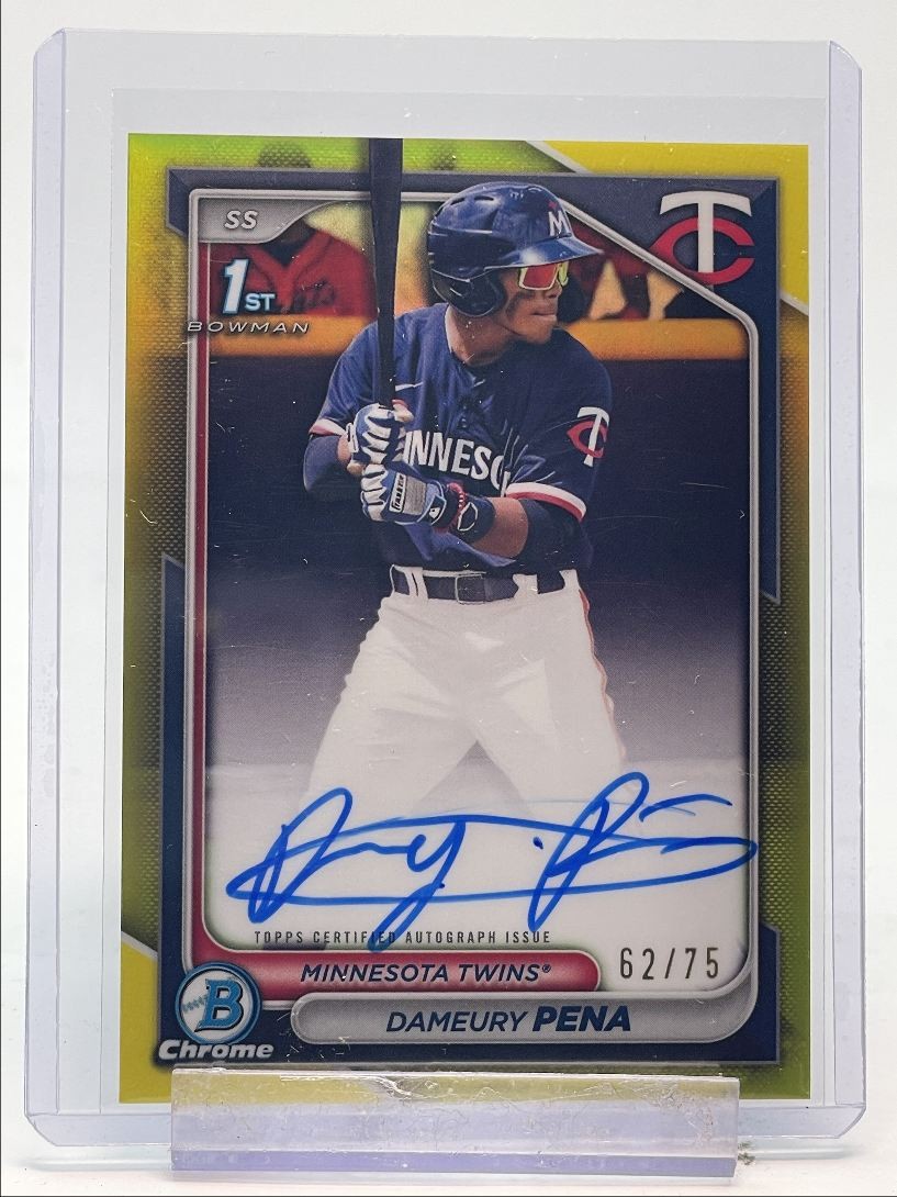 DAMEURY PENA 2024 BOWMAN CHROME 1ST AUTOGRAPH YELLOW AUTO /75 Q4147