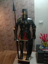 Medieval Black Knight Wearable Suit Of Armor Crusader Combat Full Body Armour