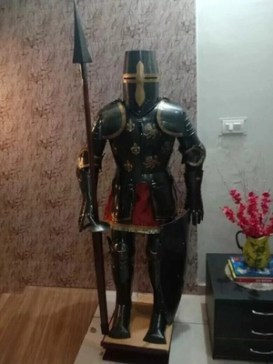 #ad Medieval Black Knight Wearable Suit Of Armor Crusader Combat Full Body Armour $679.25
