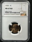 1935 1C RD Lincoln Wheat One Cent NGC MS67RD   6806170-037