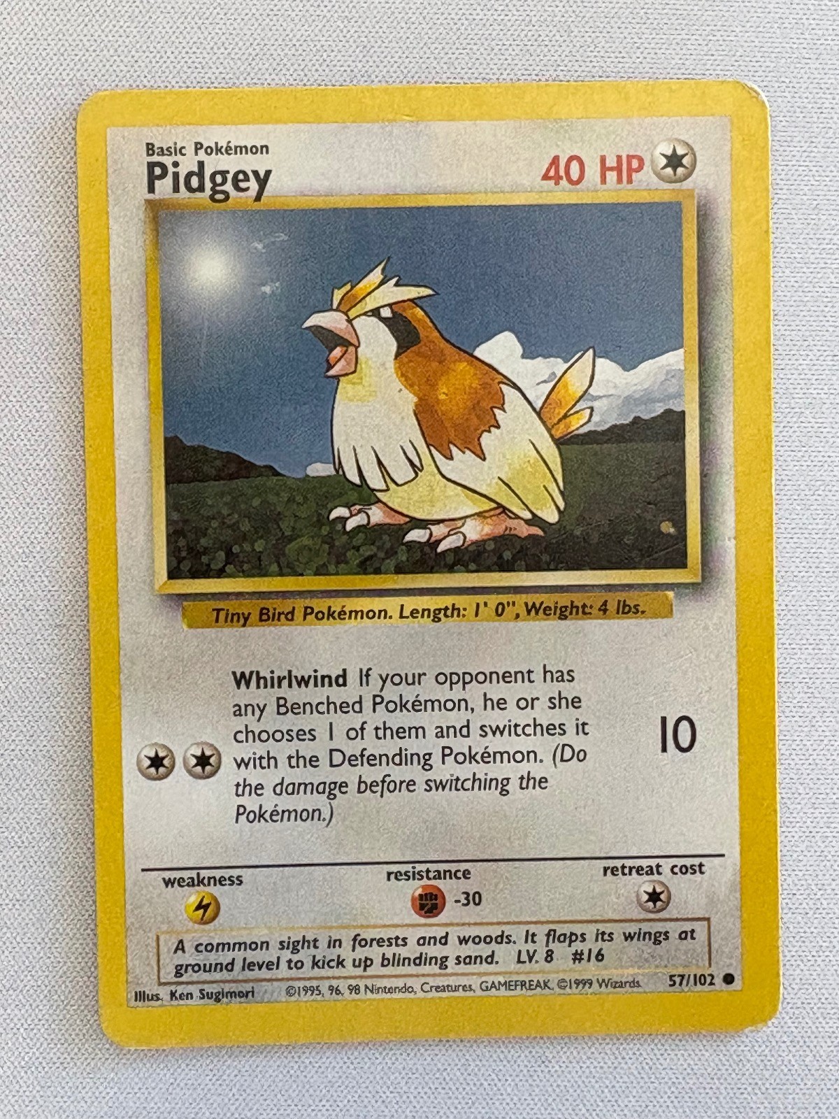 PIDGEY 57/102 COMMON BASE SET UNLIMITED POKEMON DMG
