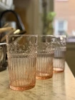 3 Vintage Depression Glass Tumblers Vines 6” tall x 3.75” diameter at top